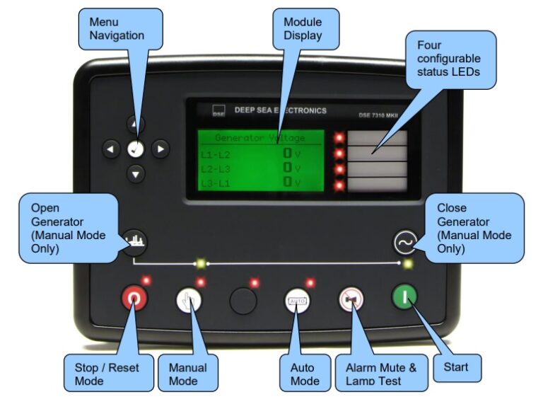 Deep Sea electronics 7320 wiring diagram, configuration
