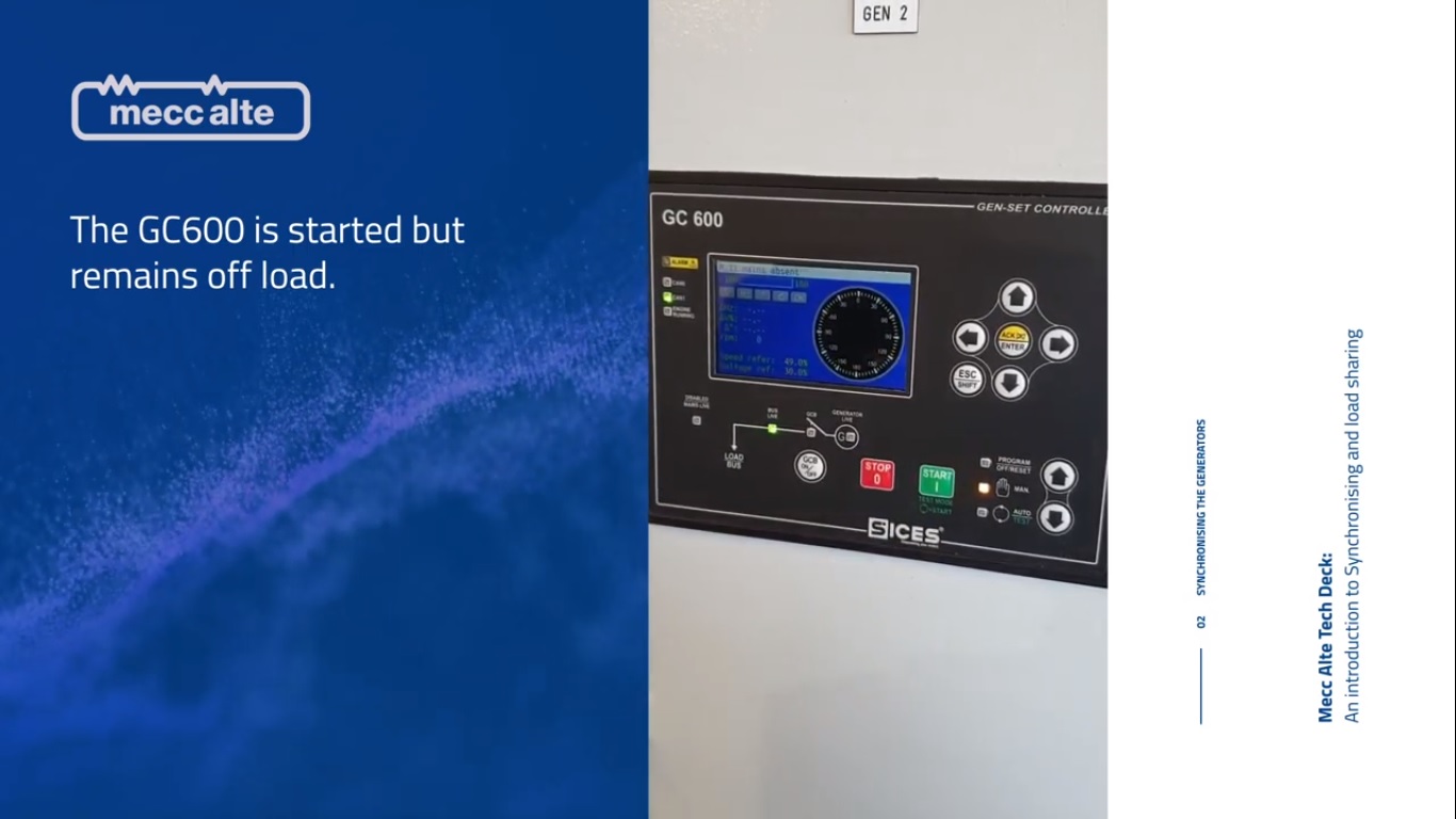 Parallel generator synchronization procedure & load sharing