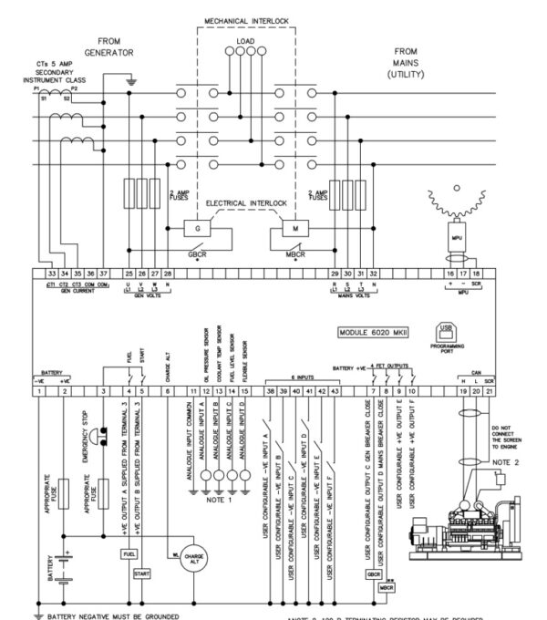 Deep Sea electronics 7320 wiring diagram, configuration