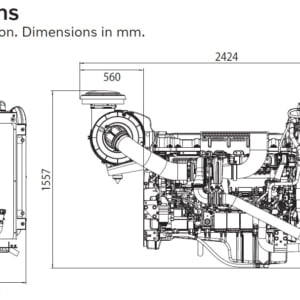 Volvo Penta TAD1346GE engine - 500kva / 550kva generator Volvo Penta TAD1346GE dimension