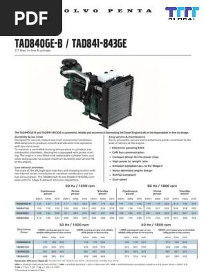 Compare TAD842GE 2025 engine through the latest TAD842GE PDF document – What's special? Overview of the TAD842GE generator engine